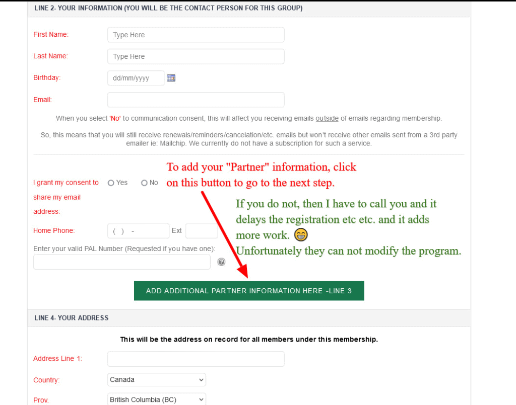 First step in adding partner